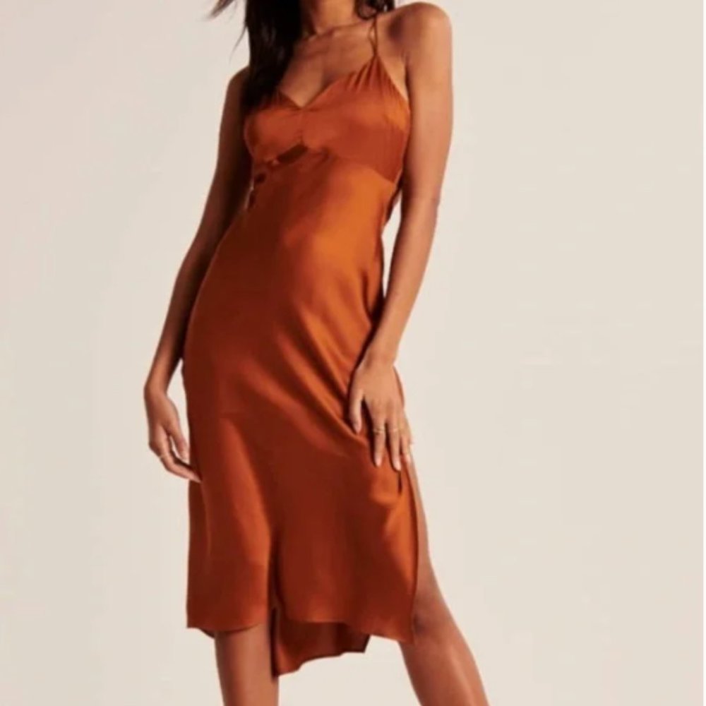 Abercrombie Copper Satin Sexy Slip Dress Size Med